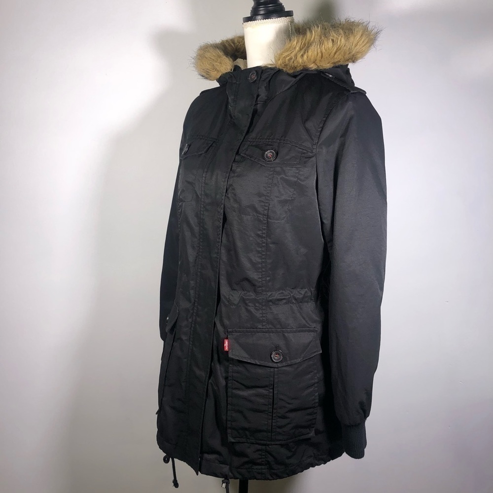 LEVI’S Faux Fur Trim Sherpa Lined Parka Coat - Picture 4 of 15